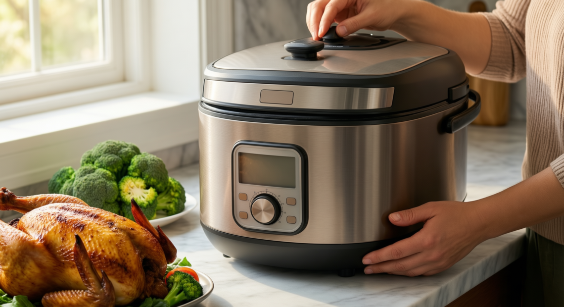 low sugar rice cooker uk — lifestyle photo showing 3L Rice Cooker, Low in use