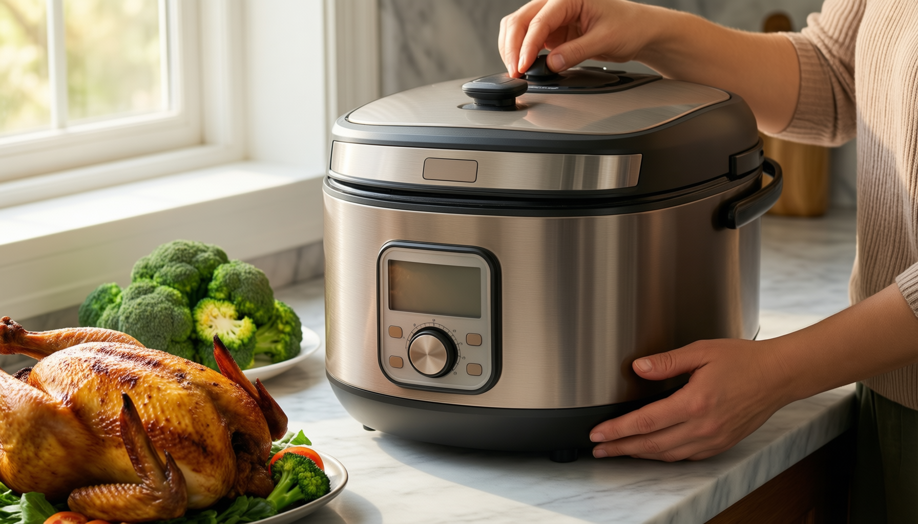 low sugar rice cooker uk — lifestyle photo showing 3L Rice Cooker, Low in use