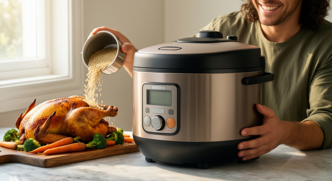 mini rice cooker 5l — lifestyle photo showing Mini Rice Cooker 5L, in use