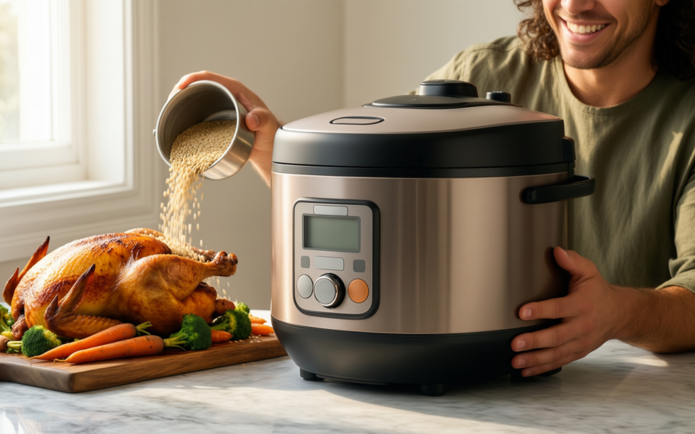 mini rice cooker 5l — lifestyle photo showing Mini Rice Cooker 5L, in use