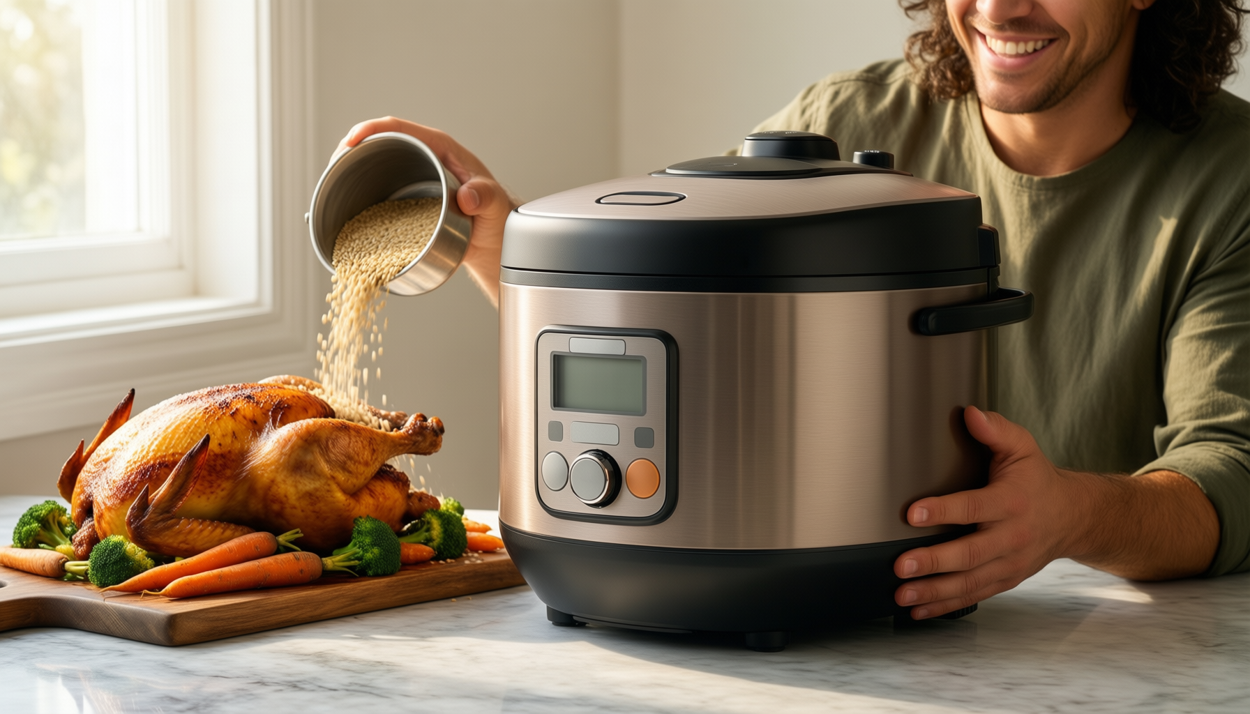 mini rice cooker 5l — lifestyle photo showing Mini Rice Cooker 5L, in use