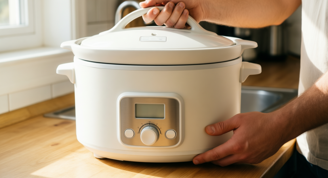 daewoo 3.5l slow cooker — lifestyle photo showing Daewoo 3.5L Slow Cooker in use