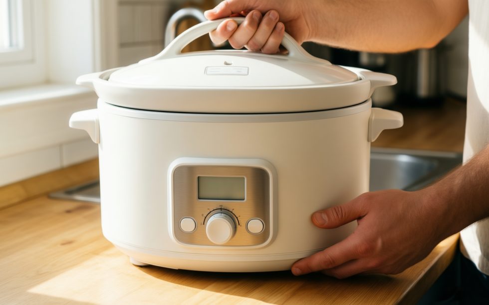 daewoo 3.5l slow cooker — lifestyle photo showing Daewoo 3.5L Slow Cooker in use