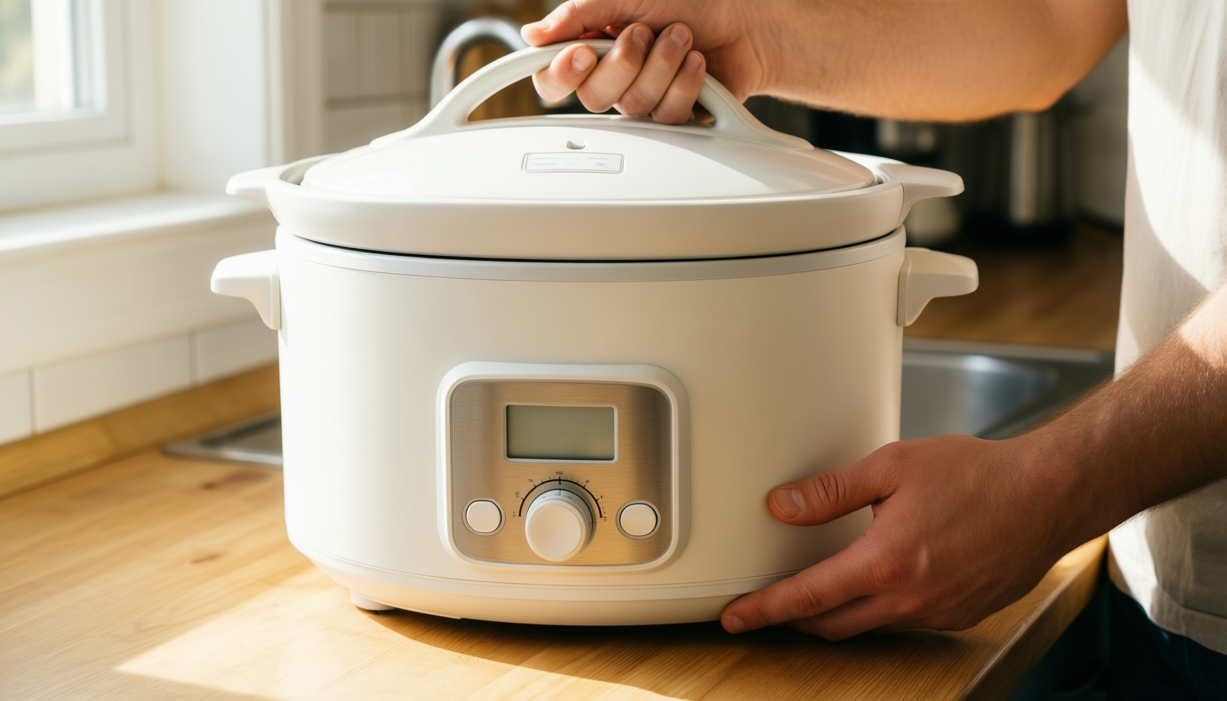 daewoo 3.5l slow cooker — lifestyle photo showing Daewoo 3.5L Slow Cooker in use