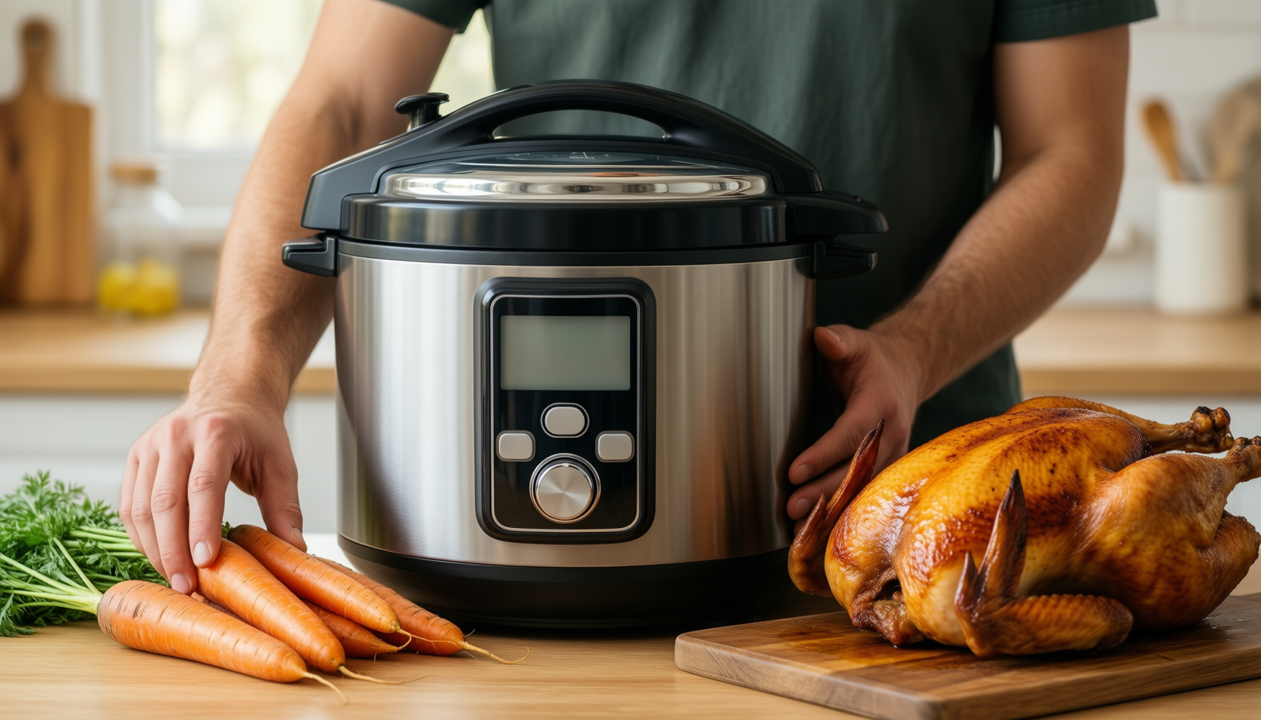 kuhn rikon pressure cooker 12l — lifestyle photo showing Kuhn Rikon Pressure Cooker in use