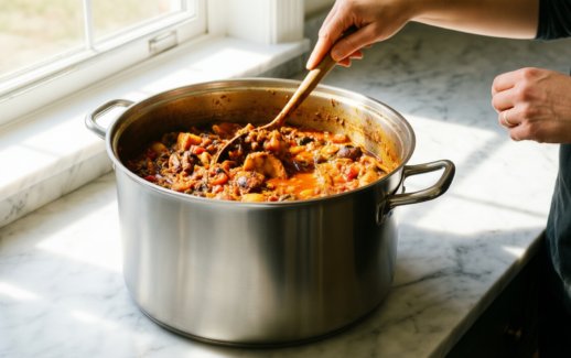 vinod bremen stainless steel stockpot set — lifestyle photo showing Vinod Bremen Stainless Steel in use