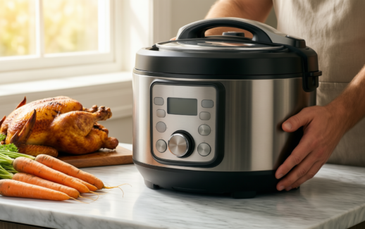 tefal turbo cuisine multicooker review — lifestyle photo showing Tefal CY7548 Turbo Cuisine in use