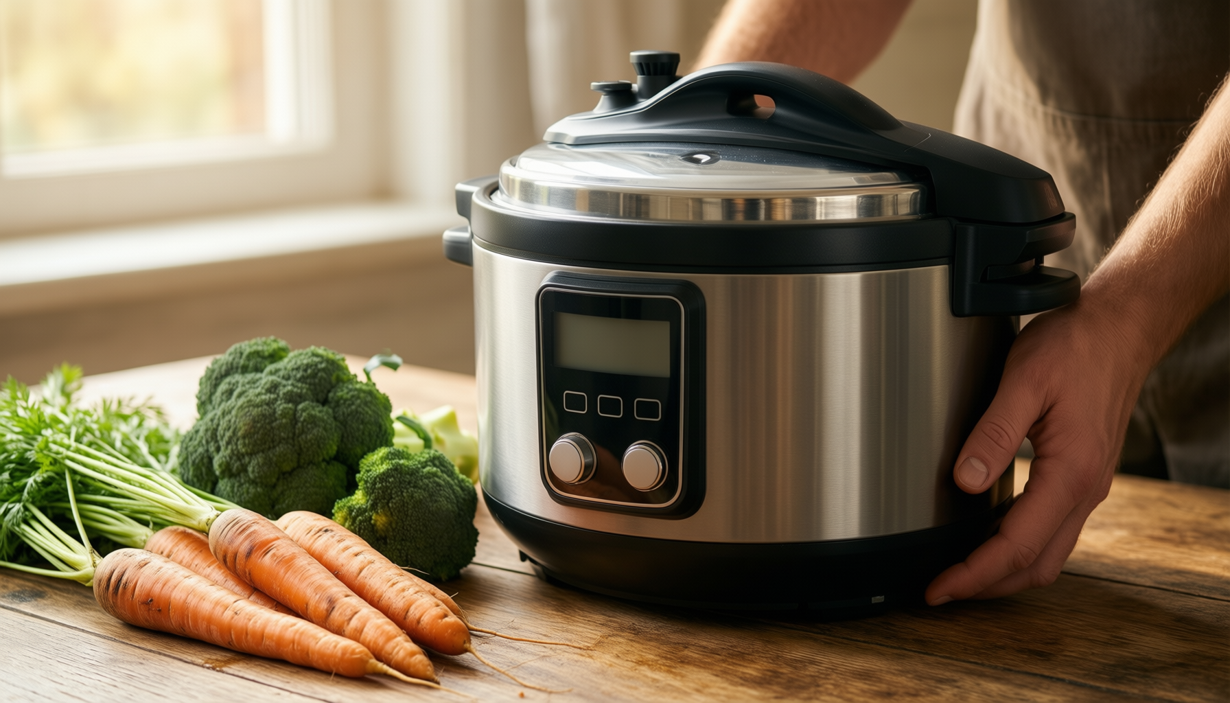 kuhn rikon pressure cooker 2.5l — lifestyle photo showing Kuhn Rikon Pressure Cooker in use