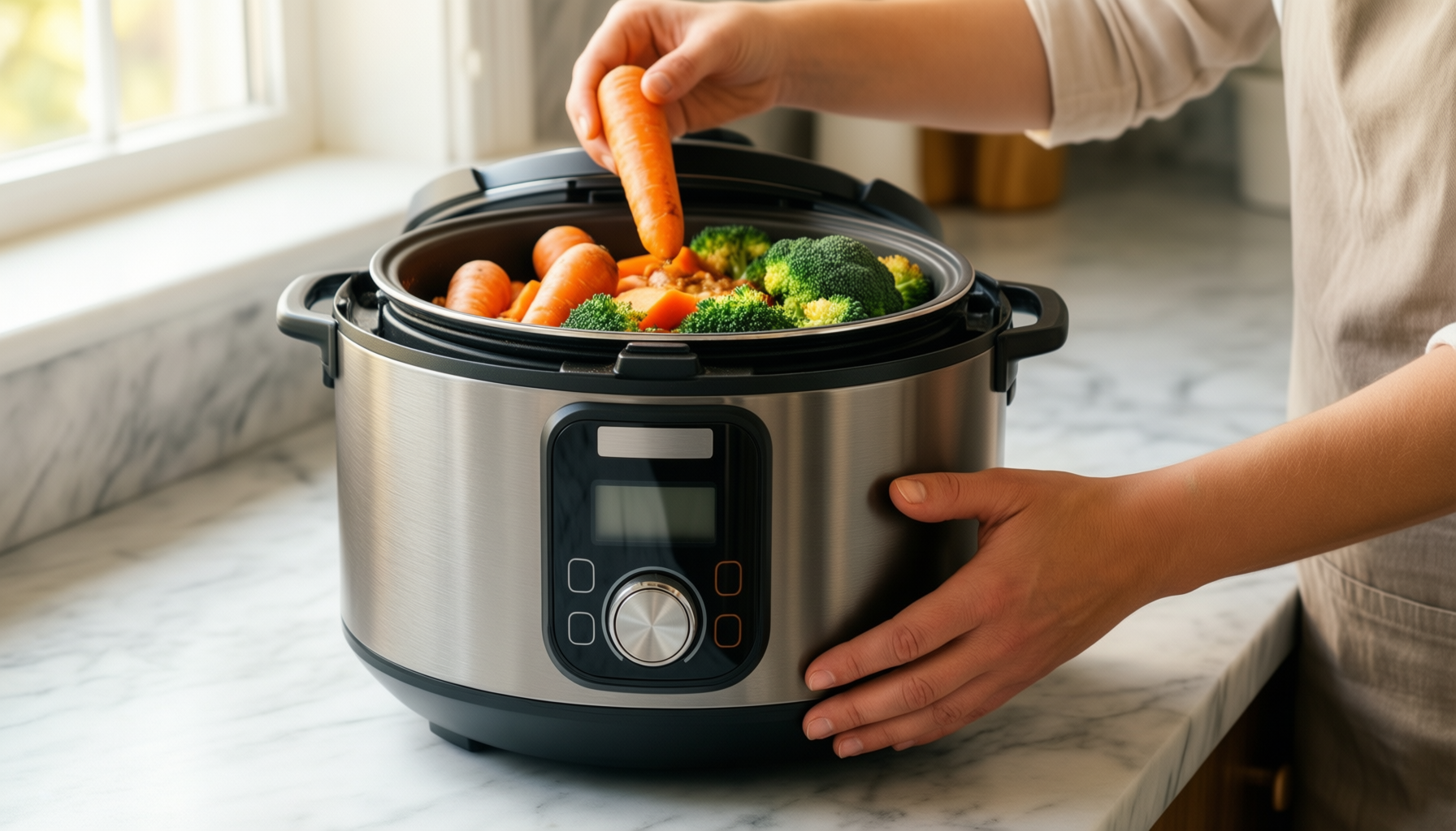 nutrichef rice cooker 1.5l — lifestyle photo showing NutriChef Rice Cooker 1.5L in use