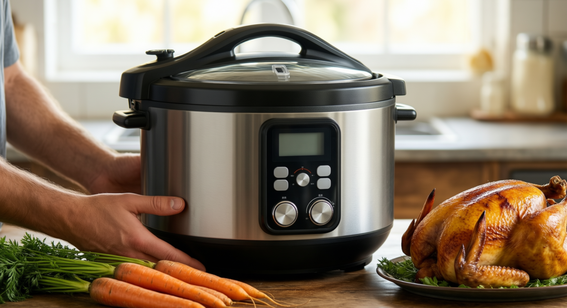 Hawkins Futura 2 litre pressure cooker — lifestyle photo showing HAWKINS Futura 2 Litre in use