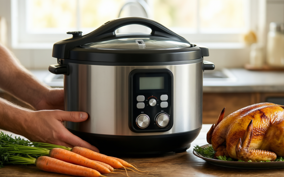 Hawkins Futura 2 litre pressure cooker — lifestyle photo showing HAWKINS Futura 2 Litre in use