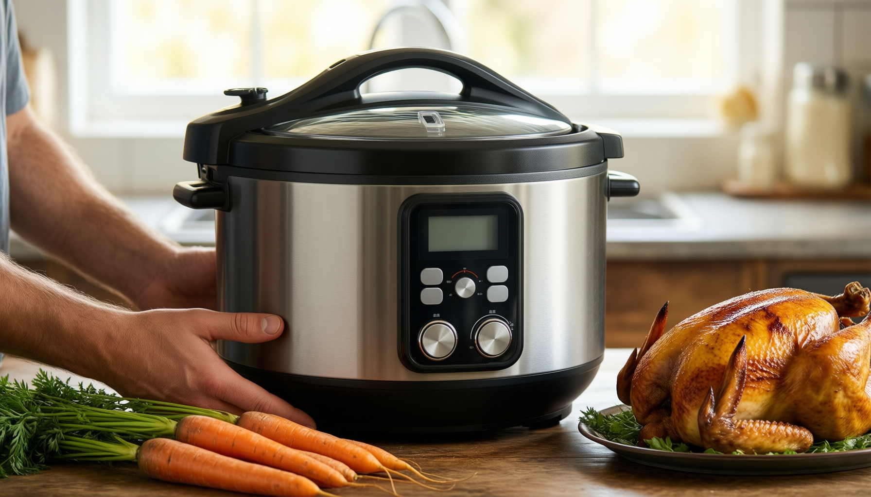 Hawkins Futura 2 litre pressure cooker — lifestyle photo showing HAWKINS Futura 2 Litre in use