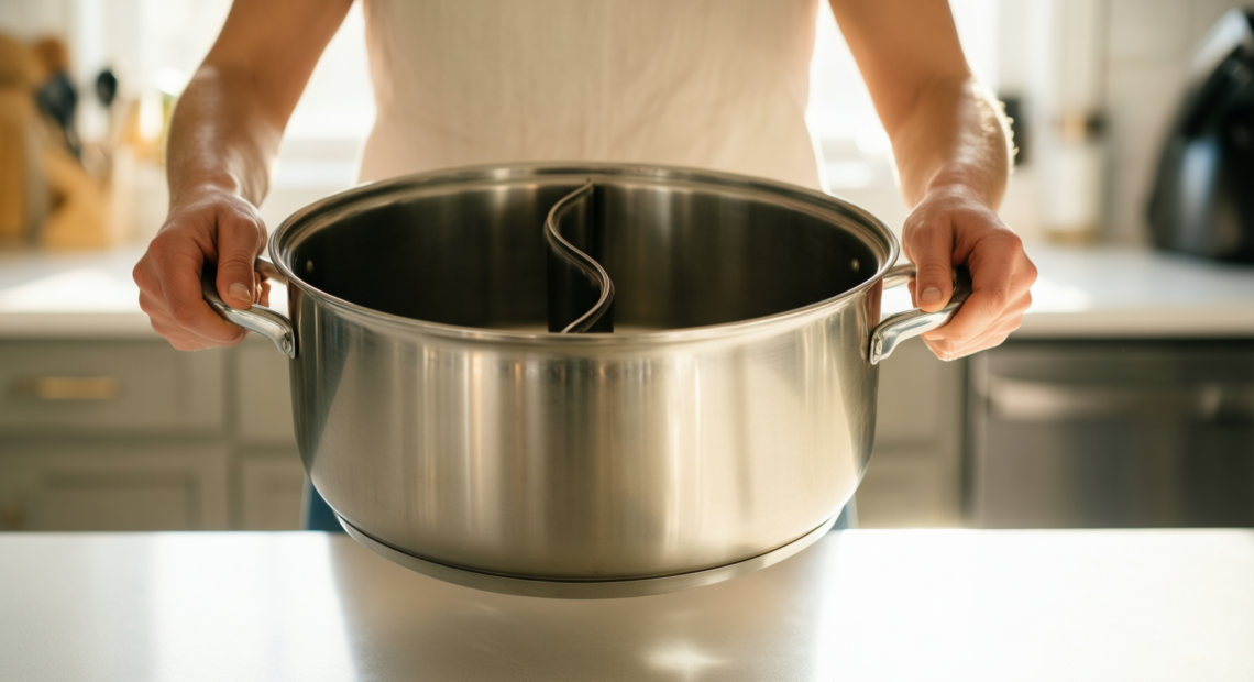 dezin 5qt hot pot with divider — lifestyle photo showing Dezin 5-QT Hot Pot in use