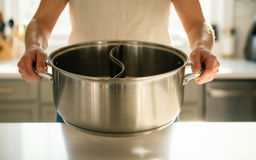 dezin 5qt hot pot with divider — lifestyle photo showing Dezin 5-QT Hot Pot in use