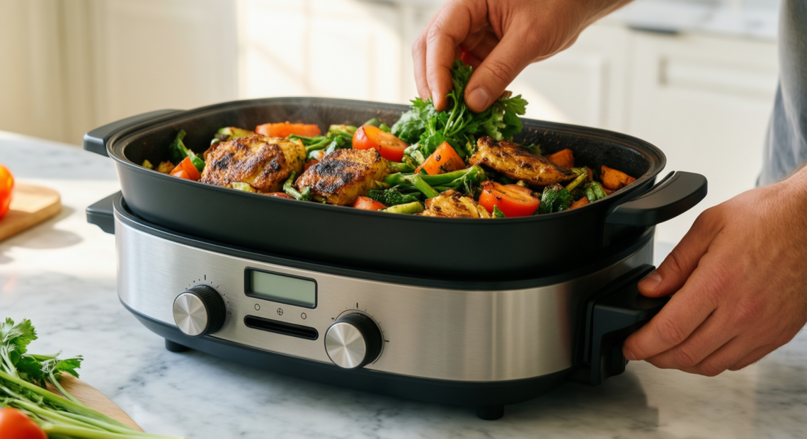 audecook electric hot pot — lifestyle photo showing Audecook Electric Hot Pot, in use
