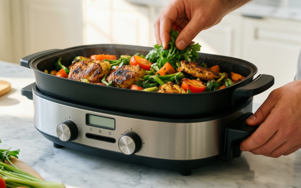 audecook electric hot pot — lifestyle photo showing Audecook Electric Hot Pot, in use