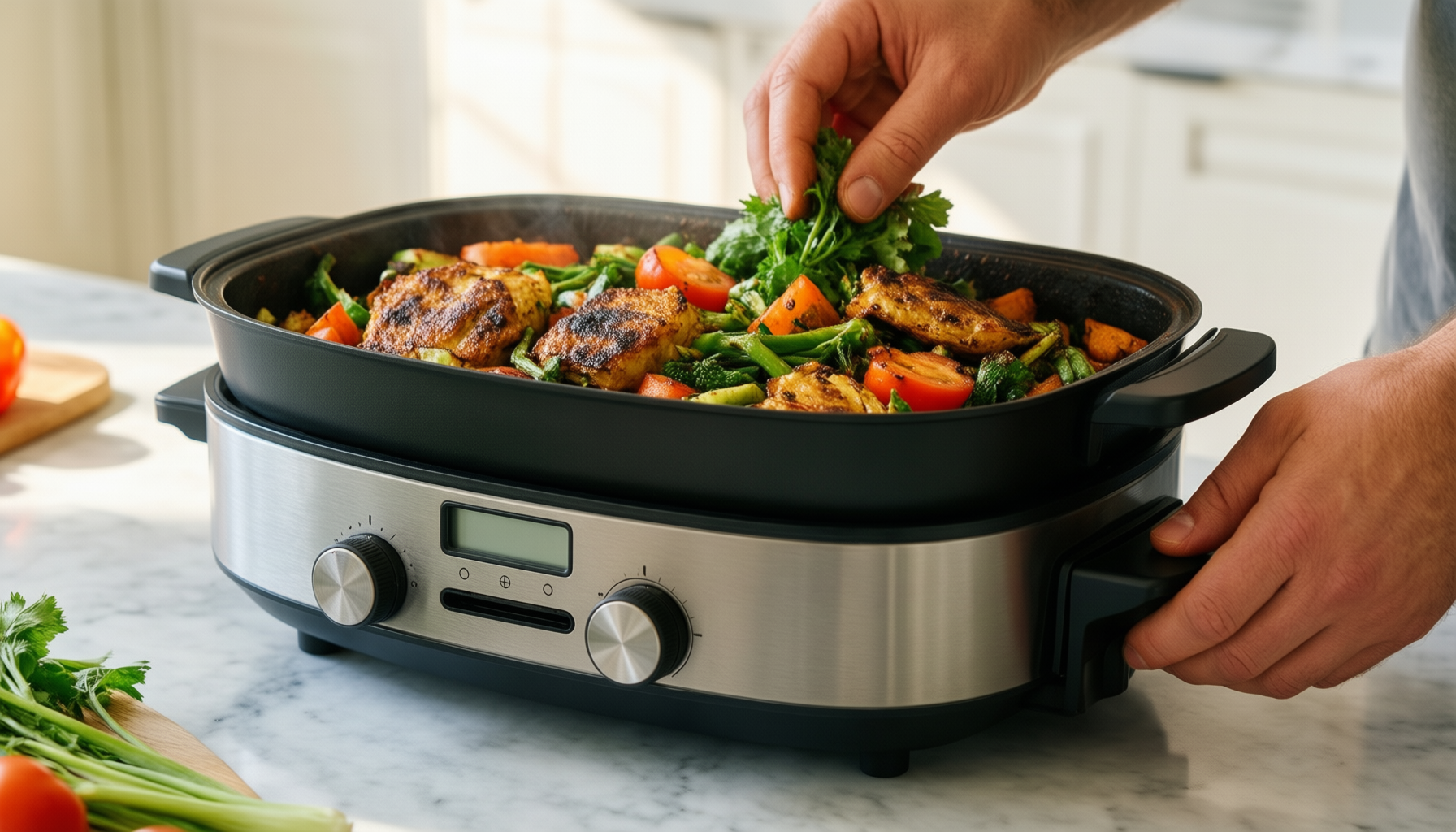 audecook electric hot pot — lifestyle photo showing Audecook Electric Hot Pot, in use
