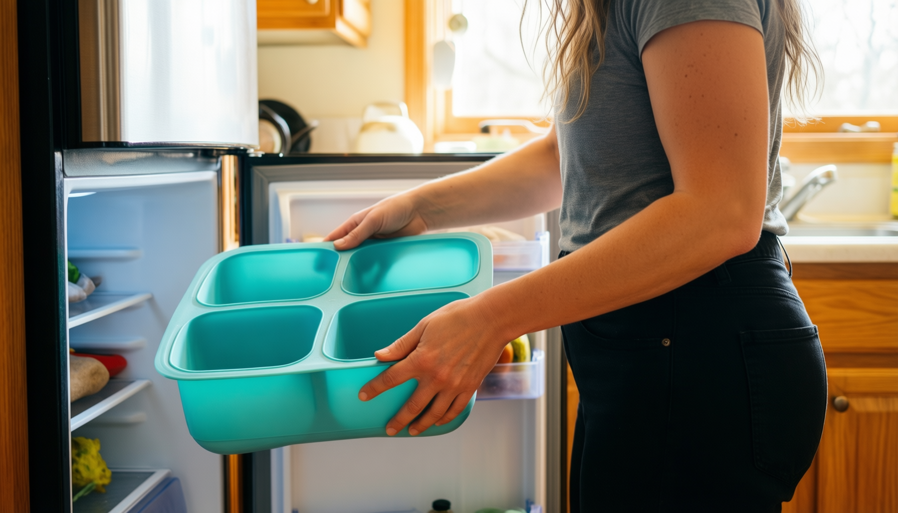 extra large silicone soup freezer tray — lifestyle photo showing Extra Large Silicone Soup in use