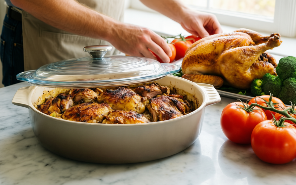 tefal easy cook and clean casserole — lifestyle photo showing Tefal - Easy Cook in use
