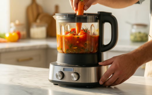 tefal perfectmix cook soup maker — lifestyle photo showing Tefal PerfectMix Cook Soup in use