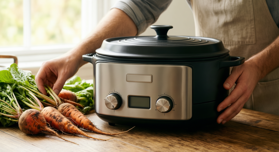 argon tableware cast iron casserole dish — lifestyle photo showing Argon Tableware Round Cast in use