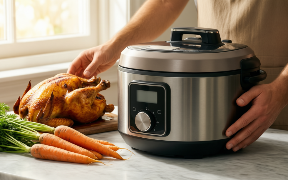 Ninja Combi 12-in-1 Multi-Cooker review — lifestyle photo showing Ninja Combi 12-in-1 Multi-Cooker, in use