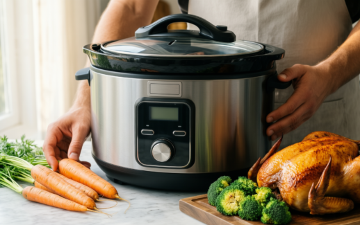 prestige mechanical slow cooker 3.5l — lifestyle photo showing Prestige Mechanical Slow Cooker, in use
