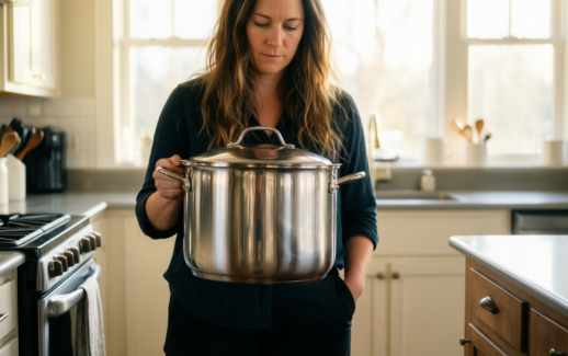 tefal primary 28cm stockpot — lifestyle photo showing Tefal Primary 28 cm in use