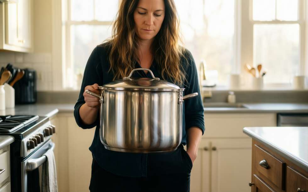 tefal primary 28cm stockpot — lifestyle photo showing Tefal Primary 28 cm in use