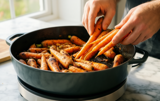 tower trustone induction casserole dish — lifestyle photo showing Tower Trustone Induction Casserole in use