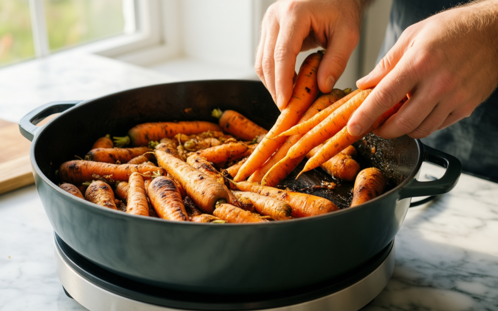 tower trustone induction casserole dish — lifestyle photo showing Tower Trustone Induction Casserole in use