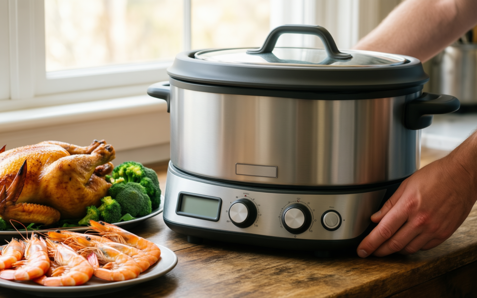 gasone 30qt aluminum stock pot — lifestyle photo showing GasOne 30Qt Aluminum Stock in use