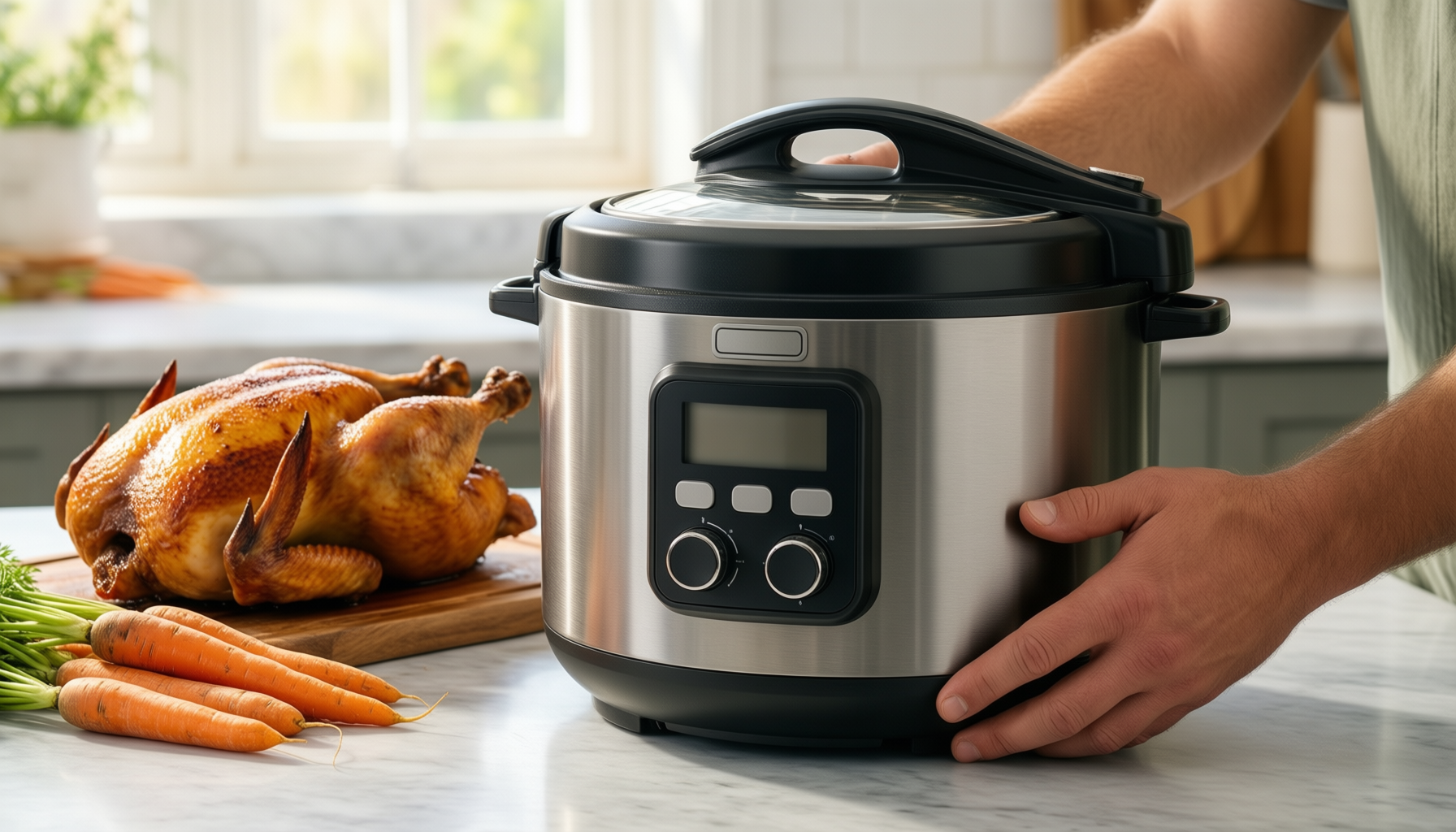 fissler vitavit premium pressure cooker — lifestyle photo showing Fissler Vitavit Premium Pressure in use
