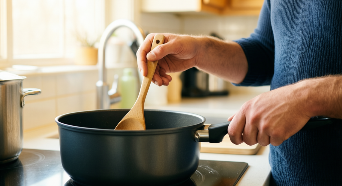 sensarte nonstick stock pot — lifestyle photo showing SENSARTE Nonstick Stock Pot in use